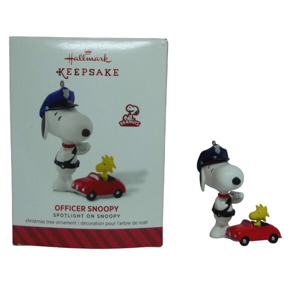 Snoopy Peanuts Hallmark 2014 Police Officer Snoopy Spotlight 17th Woodstock Car - Picture 1 of 13